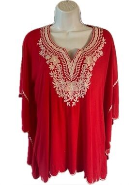 Mira Mikati Red and White Blouse Vibrant Design